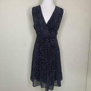 Kirna Zabete Cheetah Leopard Black Gray Chiffon Dress Sz 8